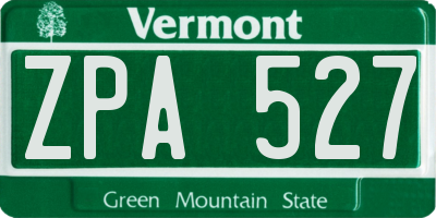 VT license plate ZPA527