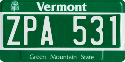 VT license plate ZPA531