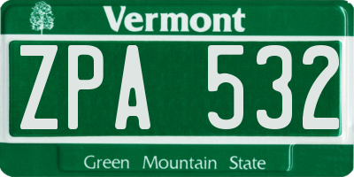 VT license plate ZPA532