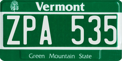 VT license plate ZPA535