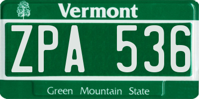 VT license plate ZPA536