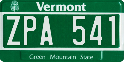 VT license plate ZPA541