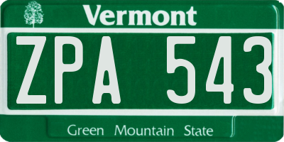 VT license plate ZPA543