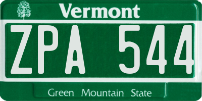 VT license plate ZPA544