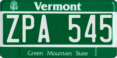 VT license plate ZPA545