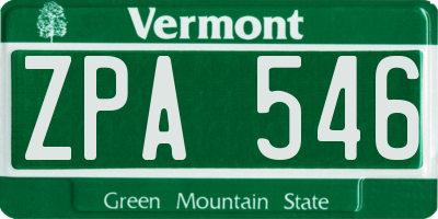 VT license plate ZPA546