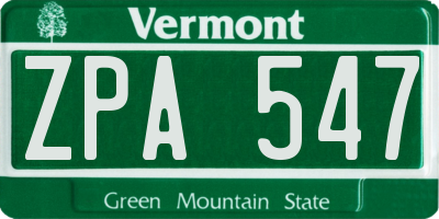 VT license plate ZPA547