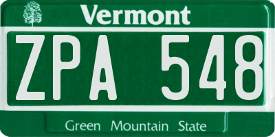 VT license plate ZPA548