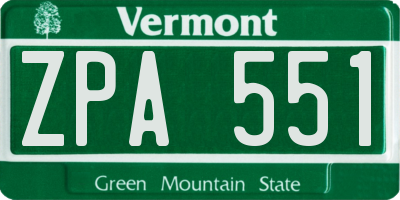 VT license plate ZPA551