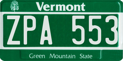 VT license plate ZPA553