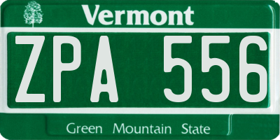 VT license plate ZPA556