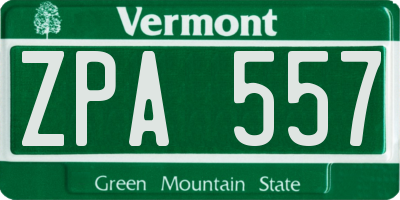 VT license plate ZPA557