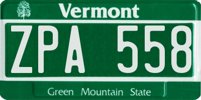 VT license plate ZPA558