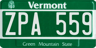 VT license plate ZPA559