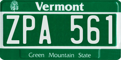 VT license plate ZPA561