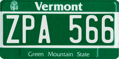 VT license plate ZPA566