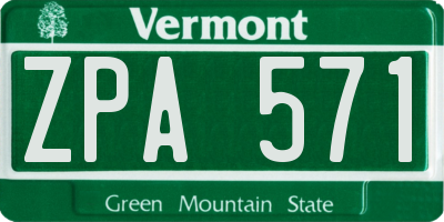 VT license plate ZPA571