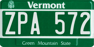 VT license plate ZPA572