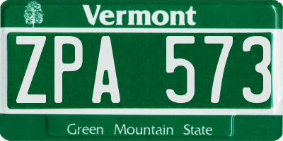 VT license plate ZPA573