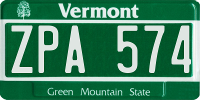 VT license plate ZPA574