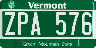 VT license plate ZPA576