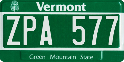 VT license plate ZPA577