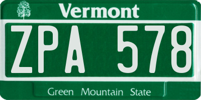 VT license plate ZPA578