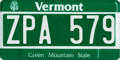 VT license plate ZPA579