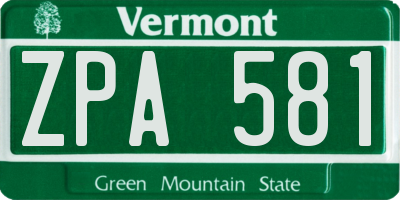 VT license plate ZPA581