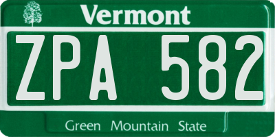 VT license plate ZPA582