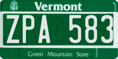 VT license plate ZPA583