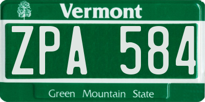 VT license plate ZPA584