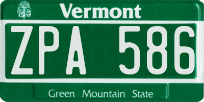 VT license plate ZPA586