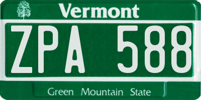 VT license plate ZPA588
