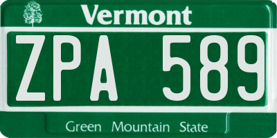 VT license plate ZPA589