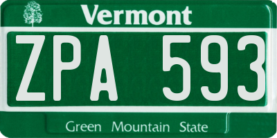 VT license plate ZPA593
