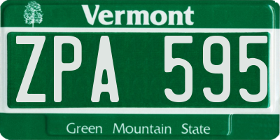 VT license plate ZPA595