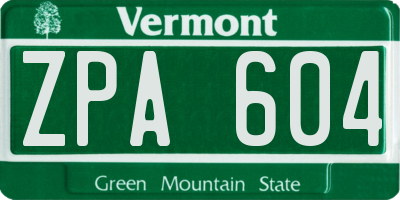 VT license plate ZPA604