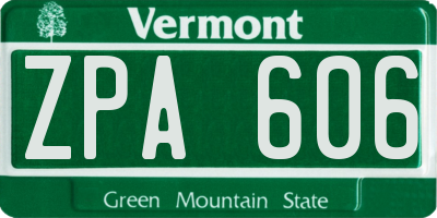 VT license plate ZPA606