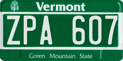 VT license plate ZPA607
