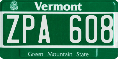 VT license plate ZPA608