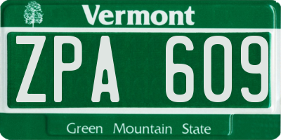 VT license plate ZPA609