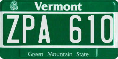 VT license plate ZPA610