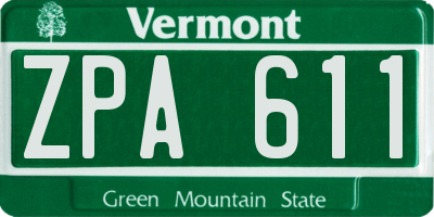 VT license plate ZPA611