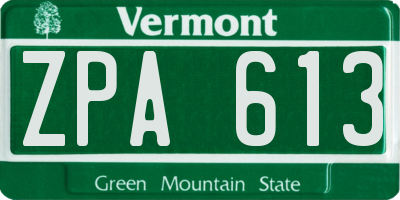 VT license plate ZPA613