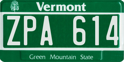 VT license plate ZPA614