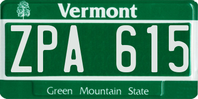 VT license plate ZPA615