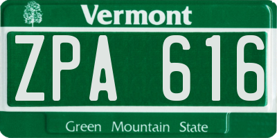 VT license plate ZPA616