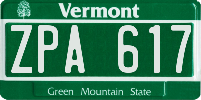 VT license plate ZPA617