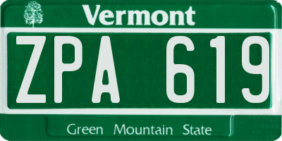 VT license plate ZPA619